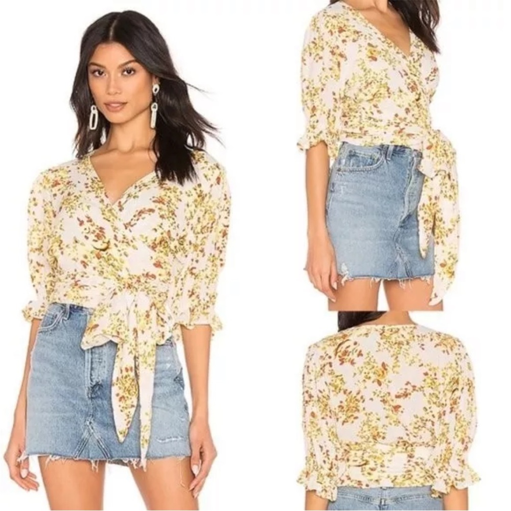 FAITHFUL THE BRAND Mali Wrap Top in Goldie Floral Size 4
